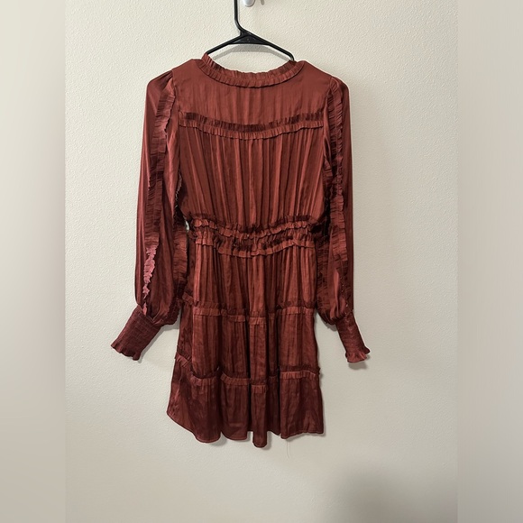 O.p.t. Tianna mini dress copper satin ruffles size small Black Friday sale 🛍️ - Picture 3 of 6